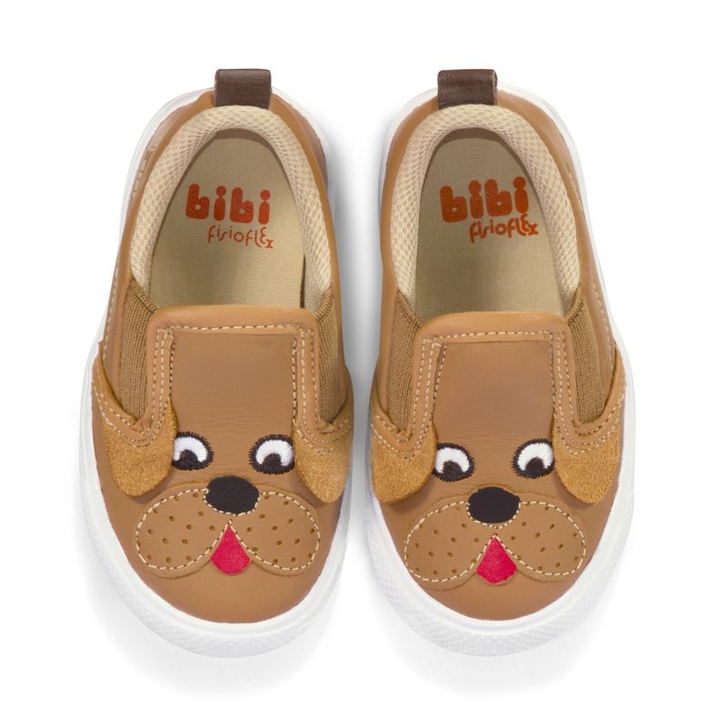 Bibi-Agility-Mini-Boys-Brown-Leather-Trainers-With-Puppy-Print-1046110_OH